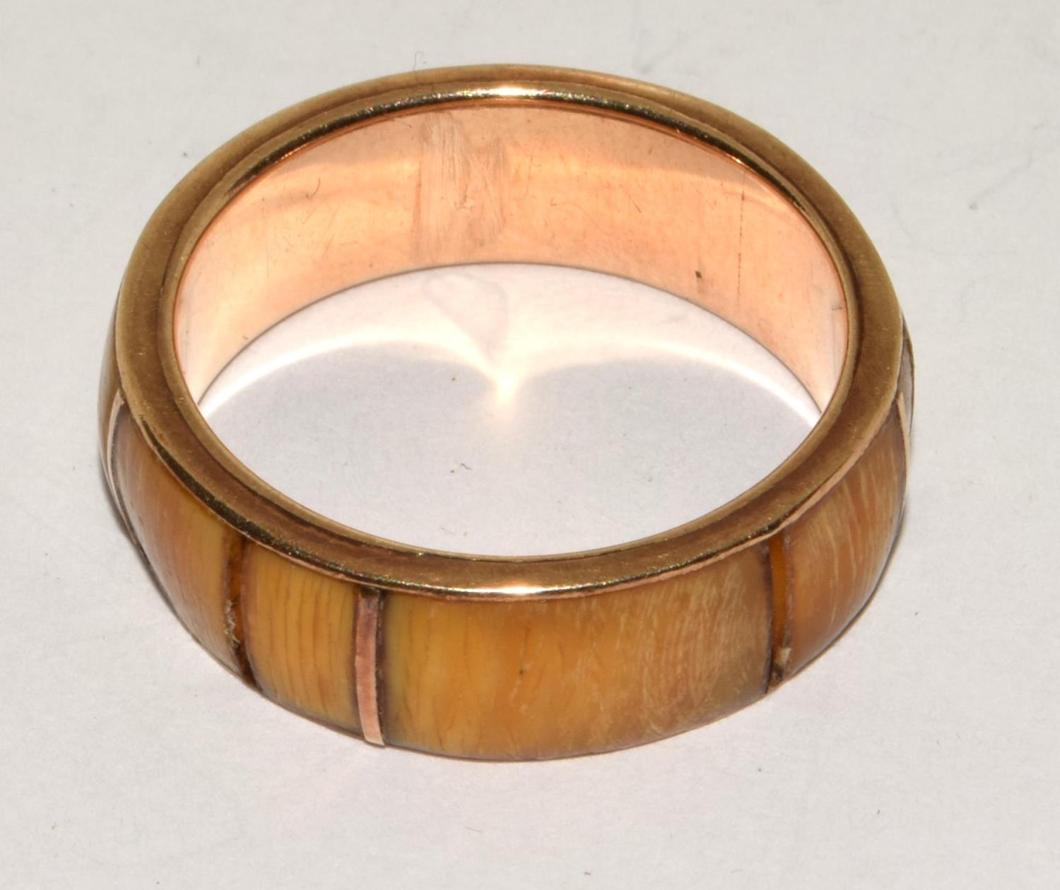 Gold (tested) Horn ring size O 2.8g total - Image 2 of 4