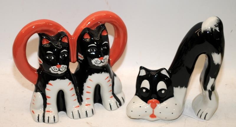 5 x Lorna Bailey cat figures including Frosty, Kittikat, Archie and Damien. All signed - Image 2 of 3