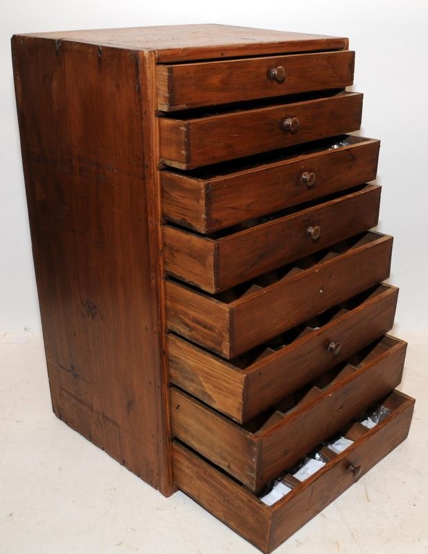 Antique wooden engineers chest of 8 graduated drawers containing a very large quantity of mostly - Image 3 of 9