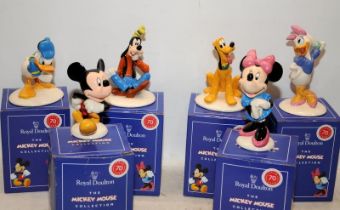 Royal Doulton Mickey Mouse 70th Anniversary Collection. Complete set of all 6 figures, boxed