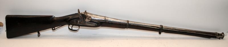 Antique muzzle loading percussion musket with foundry/armoury marks. O/all length 212cms. Wall - Image 4 of 8