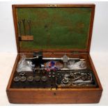 Vintage watch maker/jewellers lathe c/w accessories housed in a hinged wooden box. From a working