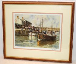 Local interest limited edition gallery print 'Casting Off at Lyme Regis' by E R Sturgeon. Signed