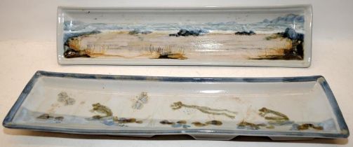 Highland Stoneware large wall plaque depicting a coastal scene 24.5" x 5.75" together with one other