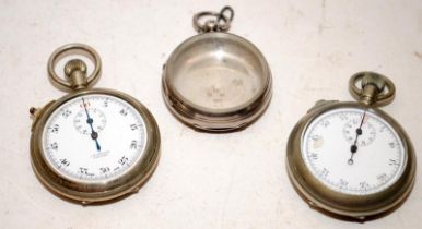 2 x Vintage Military Split Second Artillery stop watch timers. Top winding mechanical movements, red