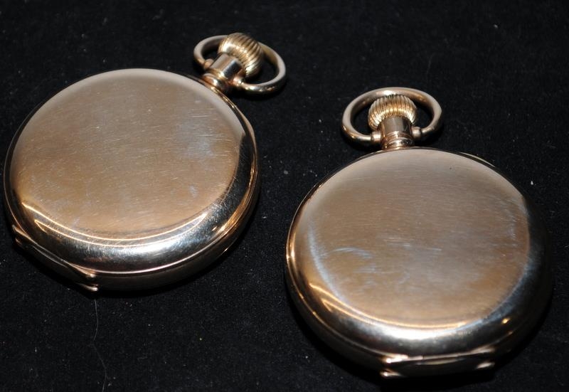 Two quality Swiss 15 Jewel gold plated pocket watches. Half hunter and full hunter examples. Both in - Image 2 of 3