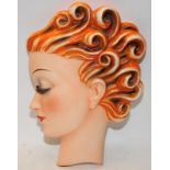 W Goebel 1930's Art Deco Lady With Curls wall plaque designed by Agnes Richardson. Impressed