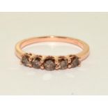 Champagne diamond 9ct rose gold ring Size M