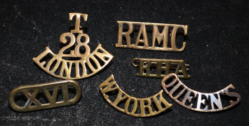 A good collection of Mostly WWI Brass Military Shoulder Title badges including scarce examples, some - Image 4 of 6