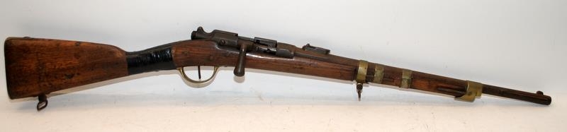French Gras 1866 Patent M80 Bolt Action Rifle. O/all length 98cms. Requires attention. Wall hanger - Image 4 of 6