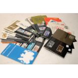 A collection of early pre-decimal Royal Mail stamps presentation packs including rare Churchill