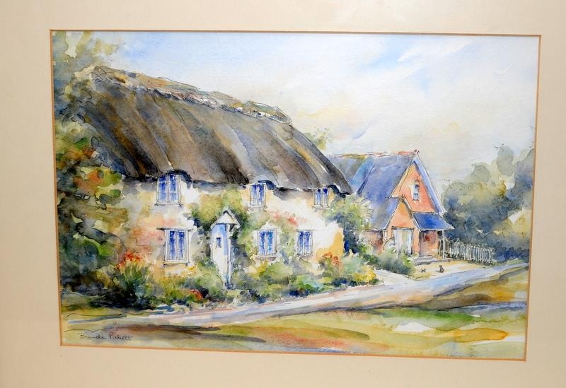 Two original watercolours of Dorset village scenes signed Brenda Pickett, 'Cottage at Osmington' and - Image 2 of 6