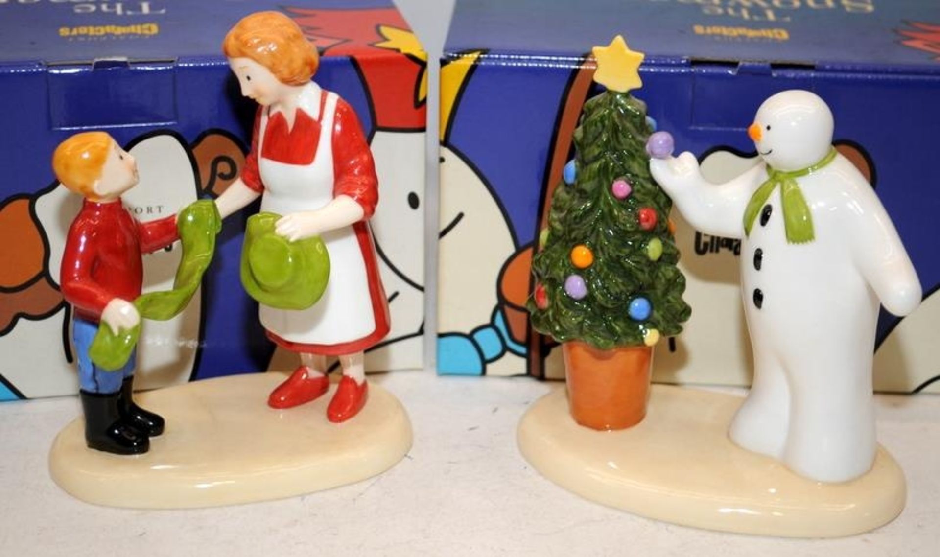 2 x Coalport The Snowman Figurines: Christmas Cheer c/w Thanks Mum. Both limited edition, boxed