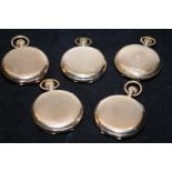 A collection of NOS gold plated full hunter pocket watch cases. External size 50mm not including