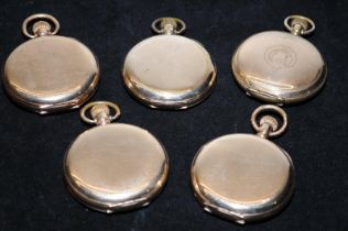 A collection of NOS gold plated full hunter pocket watch cases. External size 50mm not including