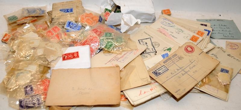 Large quantity of GB stamps, postcards, stamped envelopes etc. Mostly George VI era. Good lot to