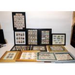 Large quantity of framed ready for display cigarette and tea cards. 15 frames in lot