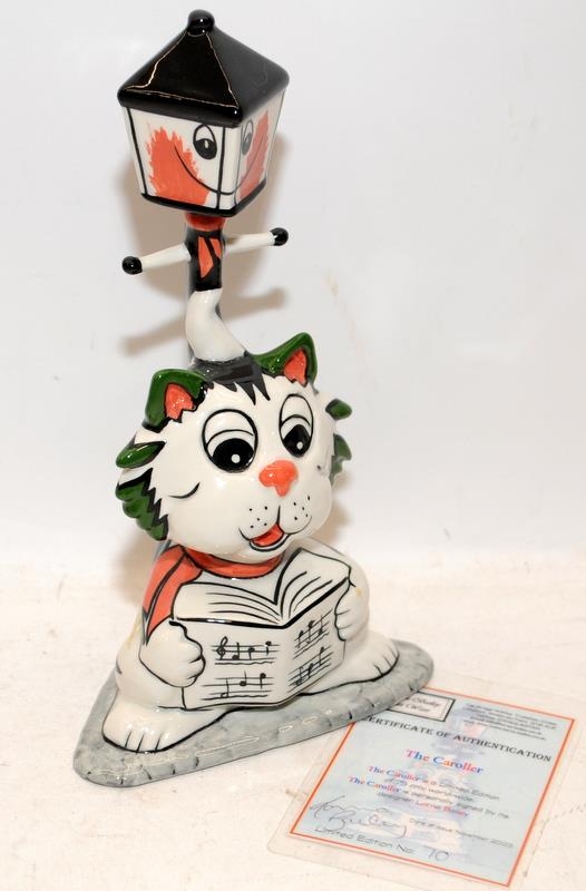 Lorna Bailey Cat Figures: Thank You Darling 26/50, Santa's Little Helper 7/75 and The Caroller 70/ - Image 4 of 7