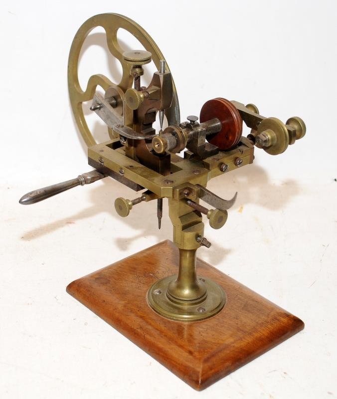 Quality Antique Hand Cranked Watchmakers Lathe of brass and steel construction - Image 2 of 4