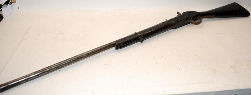 Antique muzzle loading percussion rifle. 118cms long. Wall hanger for decorative purposes only - Image 6 of 6