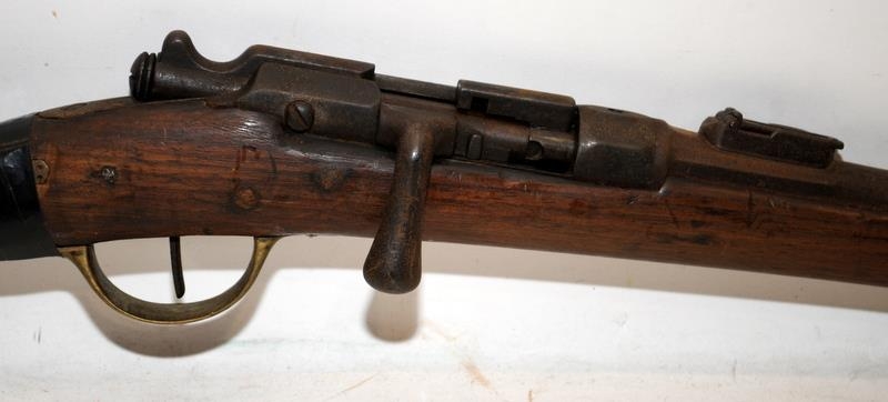 French Gras 1866 Patent M80 Bolt Action Rifle. O/all length 98cms. Requires attention. Wall hanger - Image 5 of 6