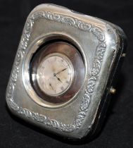Antique sterling silver pocket watch easel backed stand c/w pocket watch with seconds sub dial,