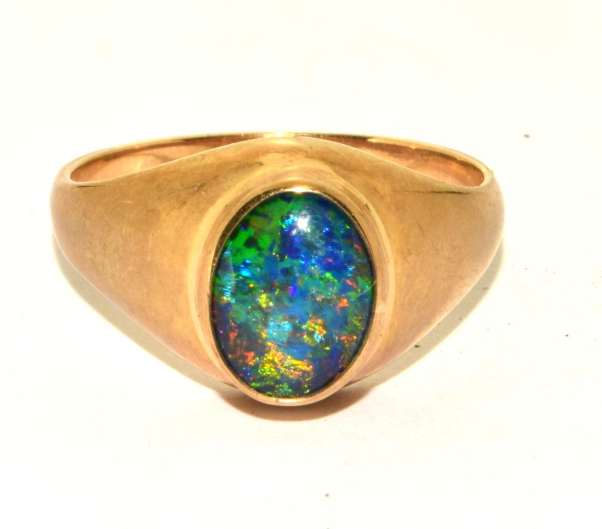 9ct gold Opal single ring size U ref 37 - Image 5 of 5
