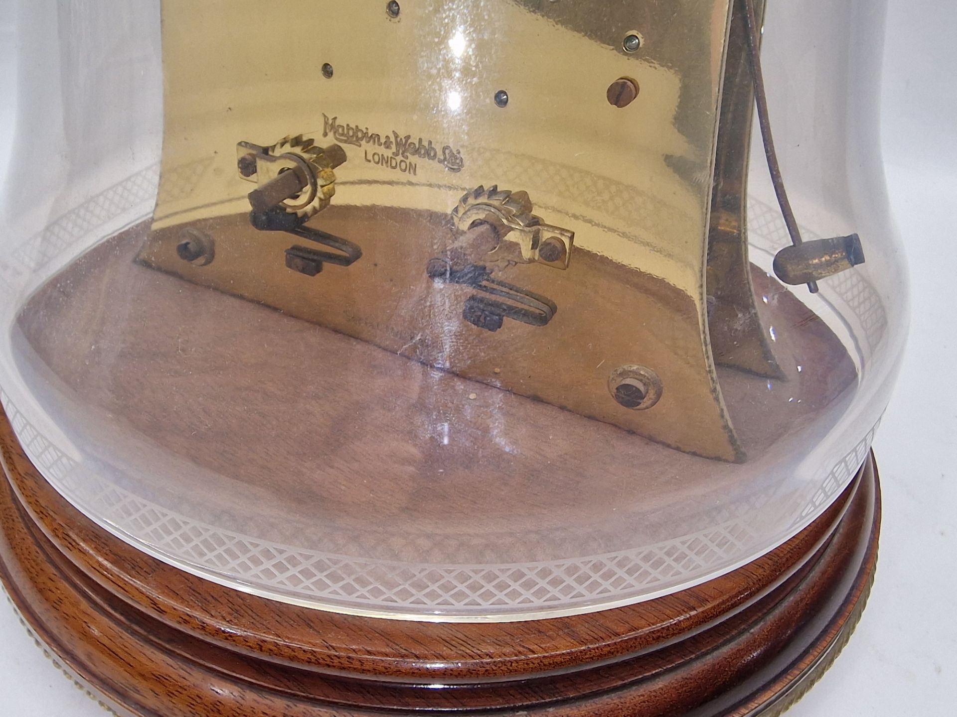 Mappin & Webb, London Maritime England 1982 clock encased within glass dome. No key so untested. - Image 3 of 3