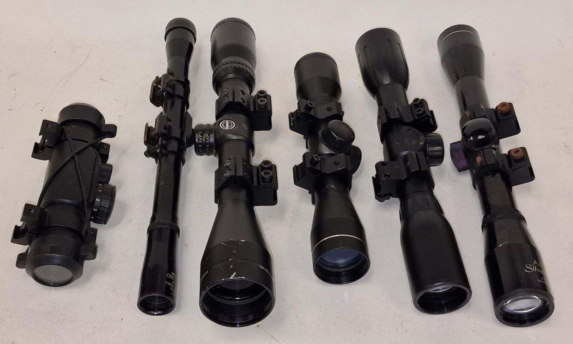 Collection of six rifle scopes (REF 48).