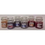 Six assorted Yankee candles (225,226)