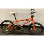 Orange BMX stunt bike, 10" frame, 20" wheel.(28B)