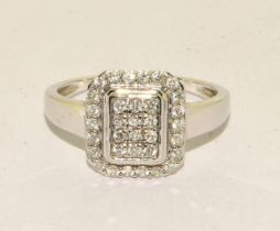 Diamond 9ct 3.6g white gold ring Size S