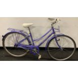 A vintage lilac Ladies Caprice Raleigh road bike, 3 gears, 16" frame and 27" wheel (32B)