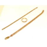9ct gold jewellery to include 2 x bracelets and a wedding band 15g ref 71 56 66