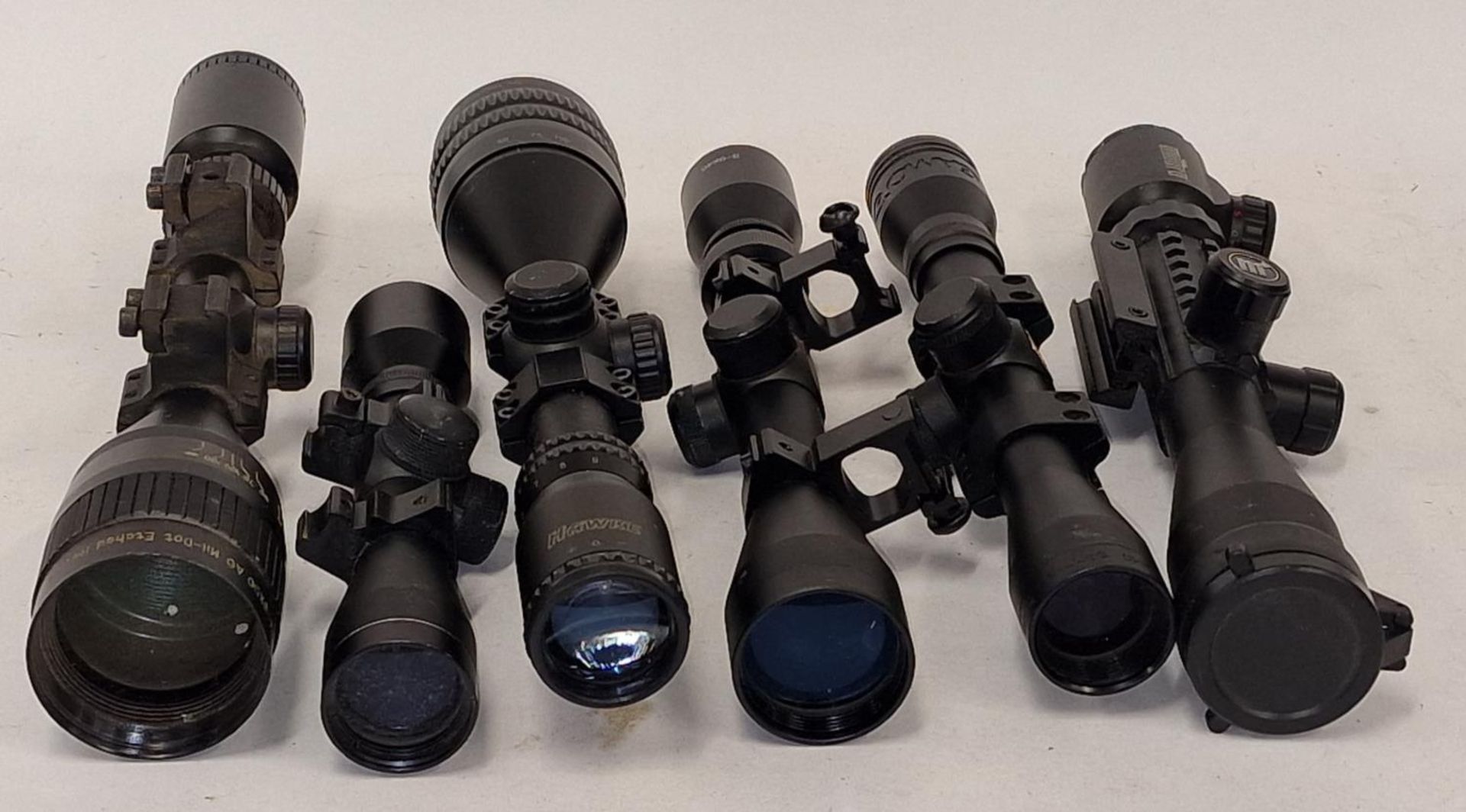 Collection of six rifle scopes (REF 45).