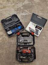 Collection of tools to include corded Black & Decker mini sander, compact Hilka corded polisher