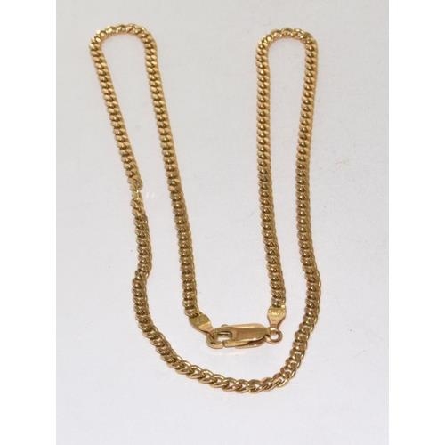 9ct gold flat link neck chain with lobster claw clasp 45cm long 4.6g
