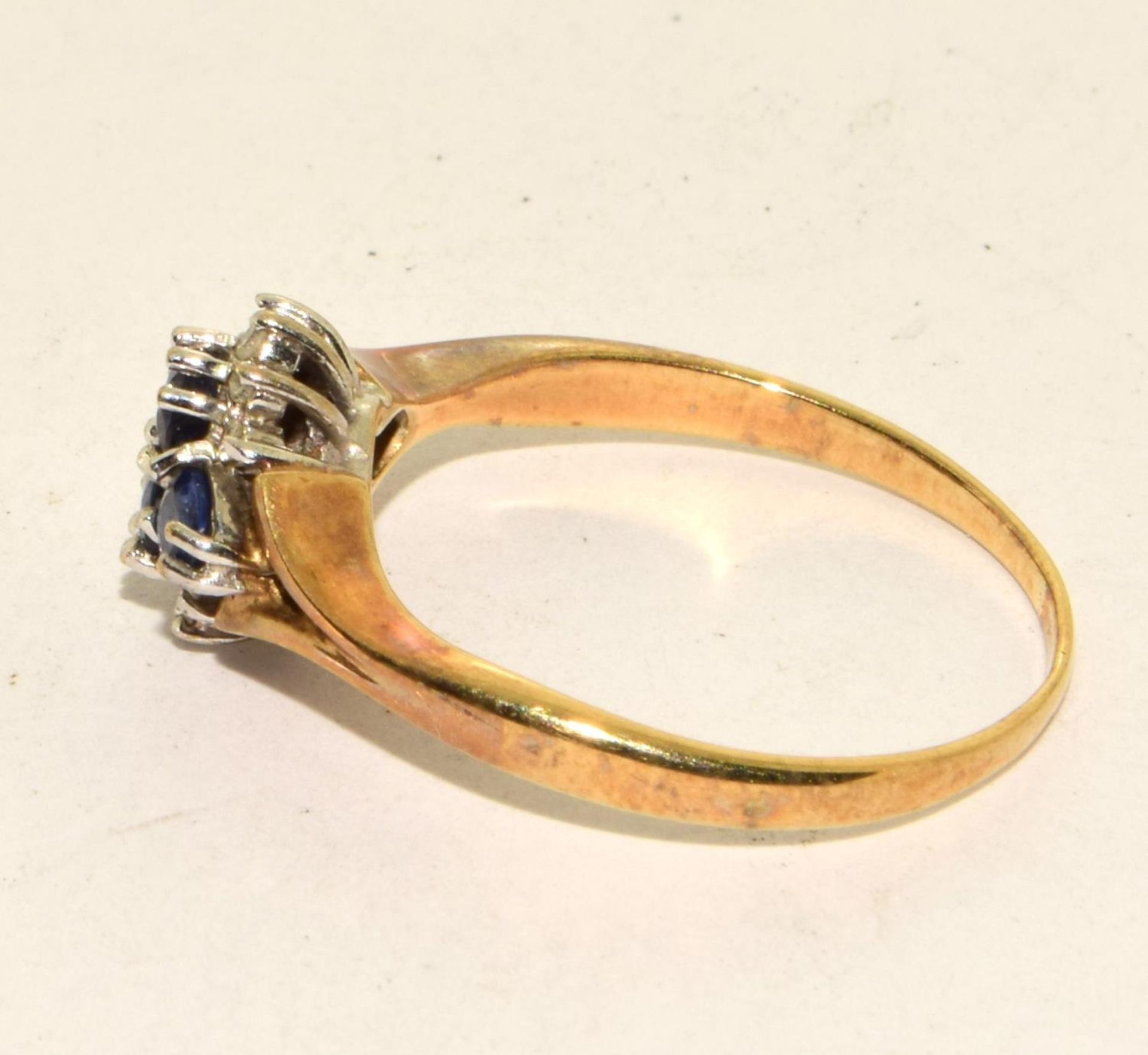Sapphire/diamond 9ct gold ring Size T - Image 2 of 5