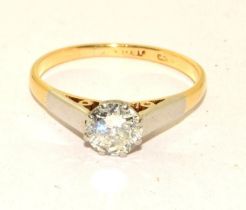 Diamond solitaire approx 0.50 point 18ct gold and platinum head ring Size L