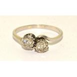 White metal Diamond twist ring size Q ref 2