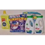 A collection of cleaning products to include Persil, Fairy and bold. (215,217)