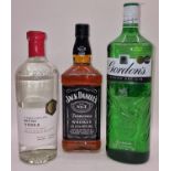 3 x bottles alcohol to include 1ltr Jack Daniels, 1ltr Gordons Gin, and a Vodka ref 197, 244, 241