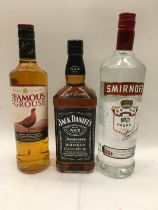 3 x bottles of alcohol 1ltr vodka, 1ltr Jack Daniels together another ref 227, 194, 183