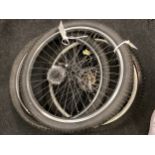 Three bike wheels with tyres (38B)