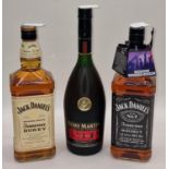 3 x bottles Alcohol to include 1ltr bottle Jack Daniels, Remy Martin VSOP, 1ltr Jack Daniels