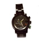 Gucci black metal chronograph watch ref 259