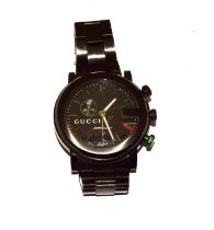 Gucci black metal chronograph watch ref 259