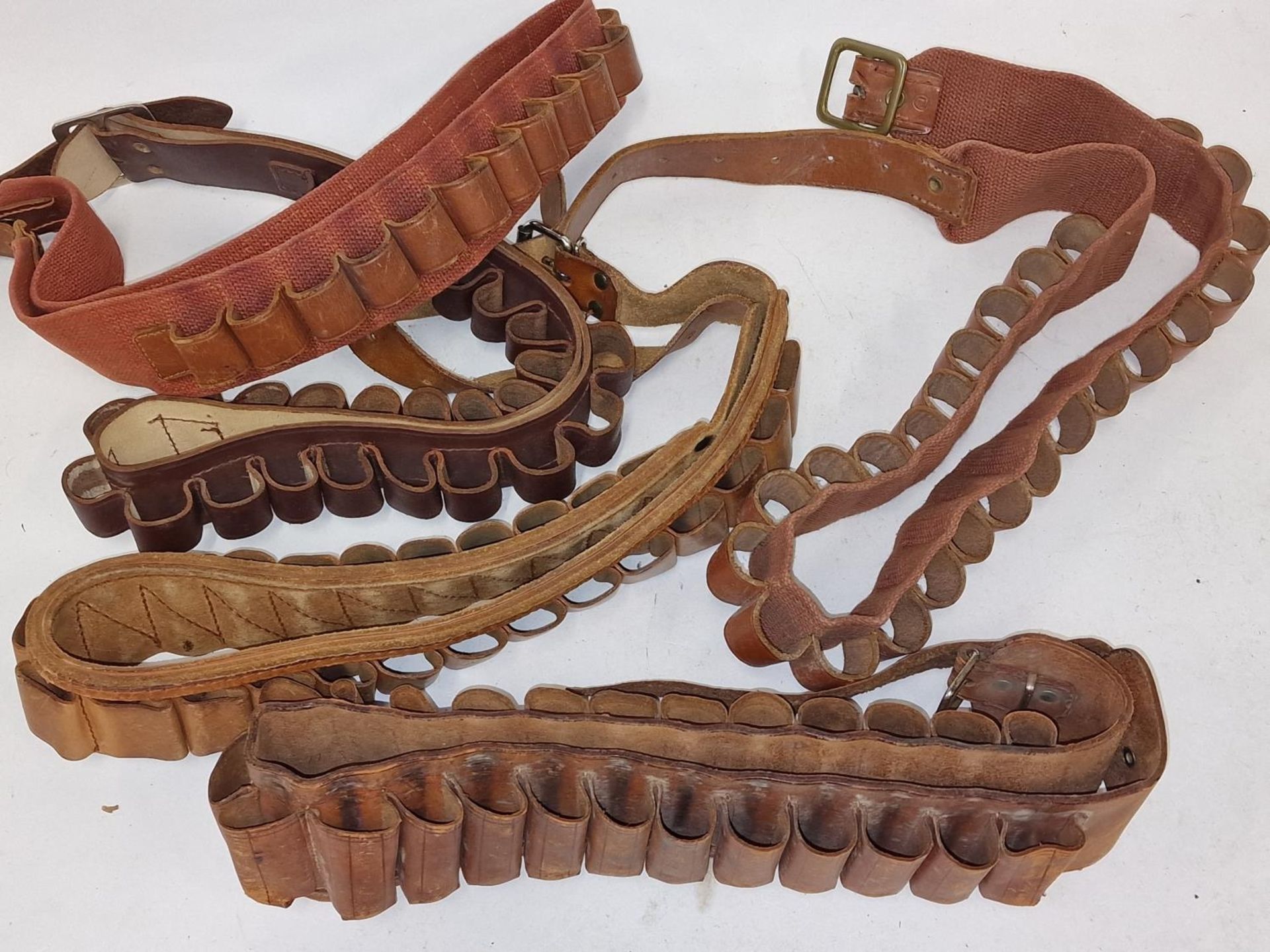 Collection of leather ammunition belts. Five in total (REF 49). - Image 2 of 2