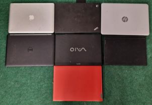 Collection of seven laptops to include Lenovo IdeaPad 1-14AST-05 - Lenovo ThinkPad - Sony SVS131E22M