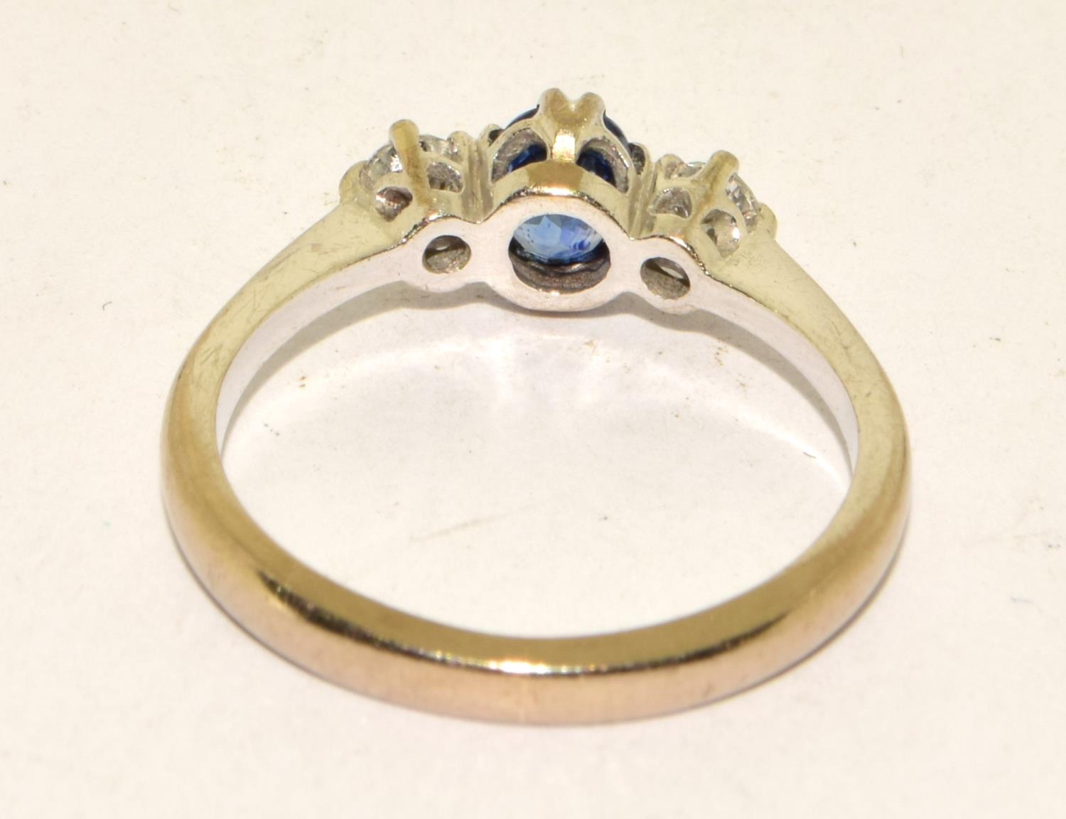 Sapphire and diamond 18ct gold ring Size M + - Bild 3 aus 5